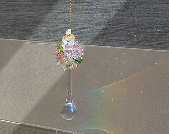 Suncatcher Aurora Borealis Window Crystal Glass Decoration, Handmade Window Hanging décor