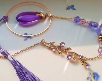 Purple Crystal Suncatcher Romantic Hanging long window decor