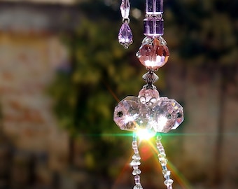 Extra Long Suncatcher BOHO Crystal Double Handmade  OOAK Window Hanging Rainbow maker