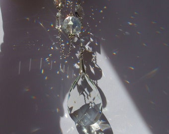 Long Antique Suncatcher Crystal Teardrop Hanging Window Decor