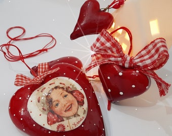 Red Fake Cookie Hearts Gingerbread Decor Craft Handmade  Set of Four Handmade Homeworm Christmas gift