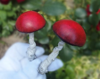 Pick realistico per piante di funghi, pick per vasi di funghi rossi, pick per amici di piante scolpite fatte a mano, amico, regalo per fioriere d'appartamento