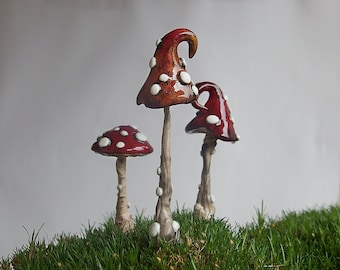 Champignons féeriques, pot de fleurs de champignons, piquets d'amanite pour plantes de jardin