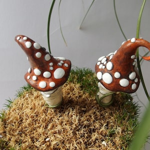 Mushroom Stick, Plant Pot Shroom Pick Decor, Fairy Garden Plant Amanita Stakes, Handmade Witchy Shroom Hat finding image 5