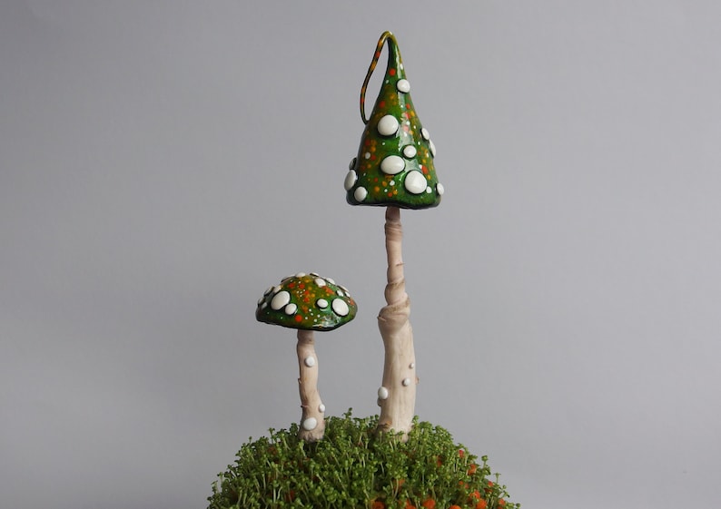 Mushrooms Two Picks Handmade Polymer Sculpted Plant Stakes Garden Decor Pick 2 Buddies zdjęcie 2