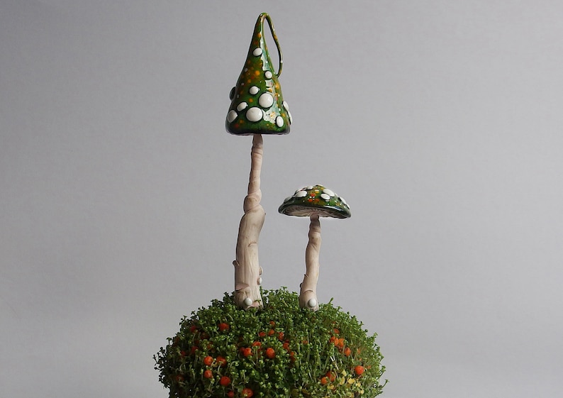 Mushrooms Two Picks Handmade Polymer Sculpted Plant Stakes Garden Decor Pick 2 Buddies zdjęcie 3