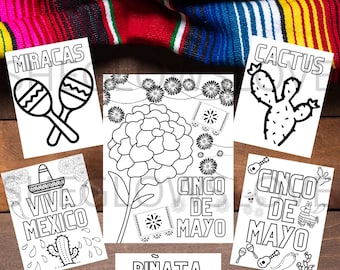 Páginas para colorear del Cinco de Mayo imprimibles, Páginas para colorear para niños, Hojas para colorear del Cinco de Mayo