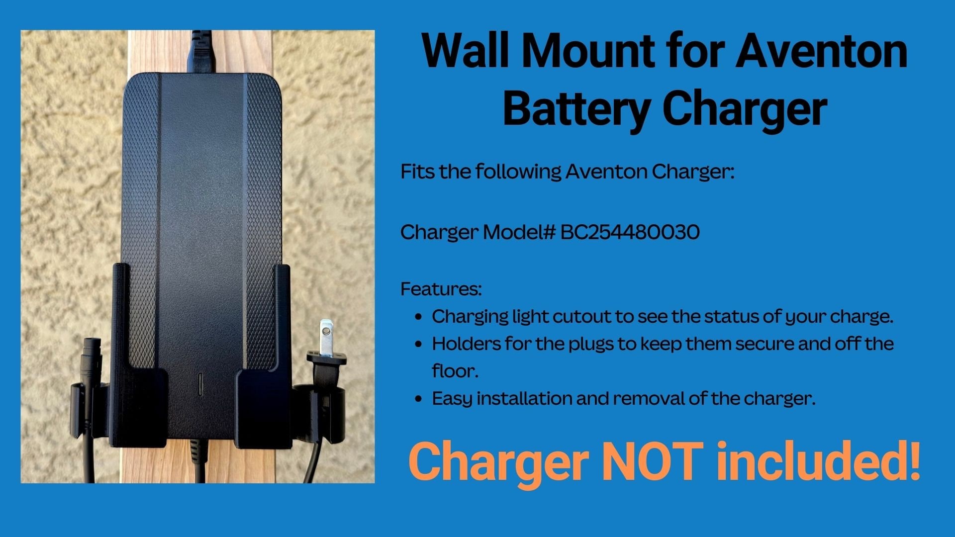 Wall Mount for Aventon Bike Charger Aventure Charger Model No