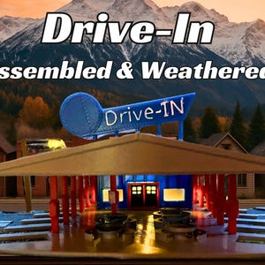 Assembled & Weathered Drive-In -  Model Railroad Cabin | T Scale, Z Scale, N Scale, HO Scale, S Scale, O Scale | Diorama Structure