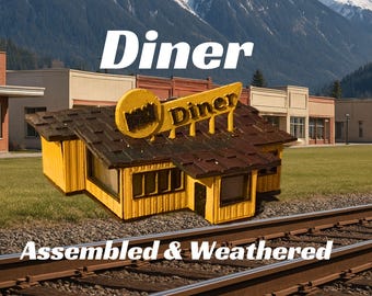 Assembled & Weathered Diner Custom Signage -  Model Railroad Cabin | T Scale, Z Scale, N Scale, HO Scale, S Scale, O Scale | Diorama