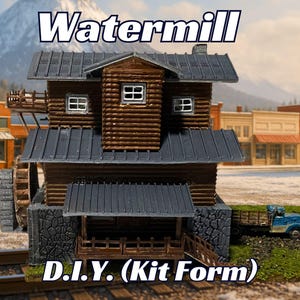DIY Watermill Kit - 1-450, 1-220, 1-160, 1-87, 1-64, 1-48 Scales - Scale Model with Video Assembly Guide