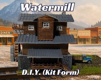 DIY Watermill Kit - 1-450, 1-220, 1-160, 1-87, 1-64, 1-48 Scales - Scale Model with Video Assembly Guide