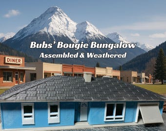 Assembled & Weathered Bubs' Bougie Bungalow -  Model Railroad Cabin | T Scale, Z Scale, N Scale, HO Scale, S Scale, O Scale Diorama
