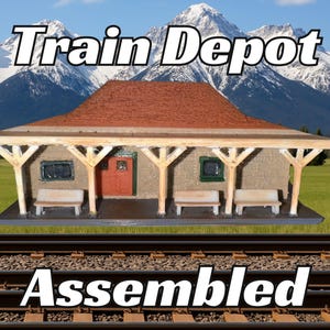 Track Side Train Depot - Assembled Model - Gift-Ready T Scale, Z Scale, N Scale, HO Scale, S Scale - Model Railroad Decor