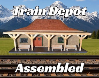 Track Side Train Depot - Assembled Model - Gift-Ready T Scale, Z Scale, N Scale, HO Scale, S Scale - Model Railroad Decor