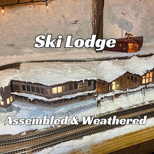 Winter Park Ski Lodge – Assembled & Weathered Model T Scale, Z Scale, N Scale, HO Scale | Iron Horse Hobbies Diorama Structure