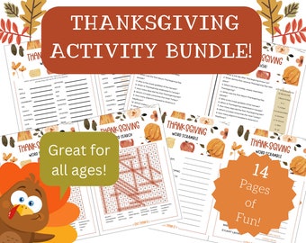 Thanksgiving Themed Activities and Games Bundle for All Ages - Printable!