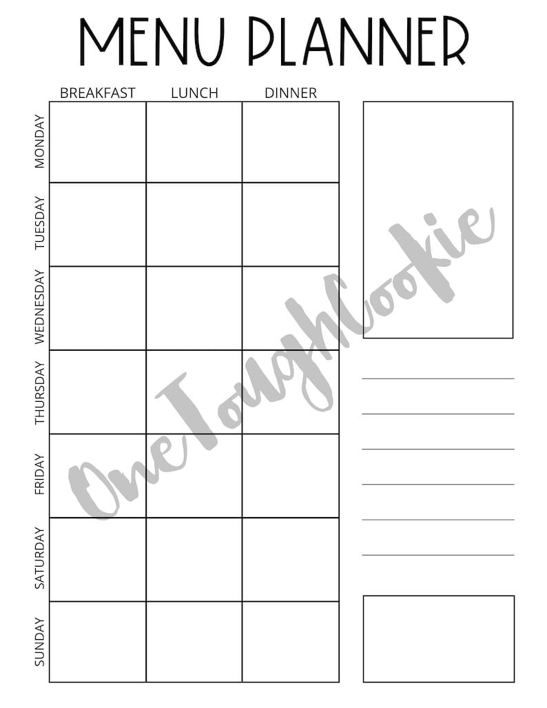 7 Day Printable Meal & Menu Planner - Etsy