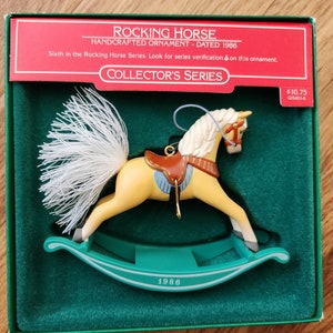 Vintage 1986 Hallmark Rocking Horse Christmas Ornament 6th in Series in Original Box Collectible Rocking Horse Series
