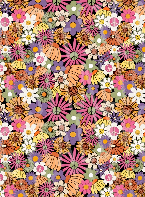 Groovy Floral Hippie Retro 70's Seamless File Digital - Etsy
