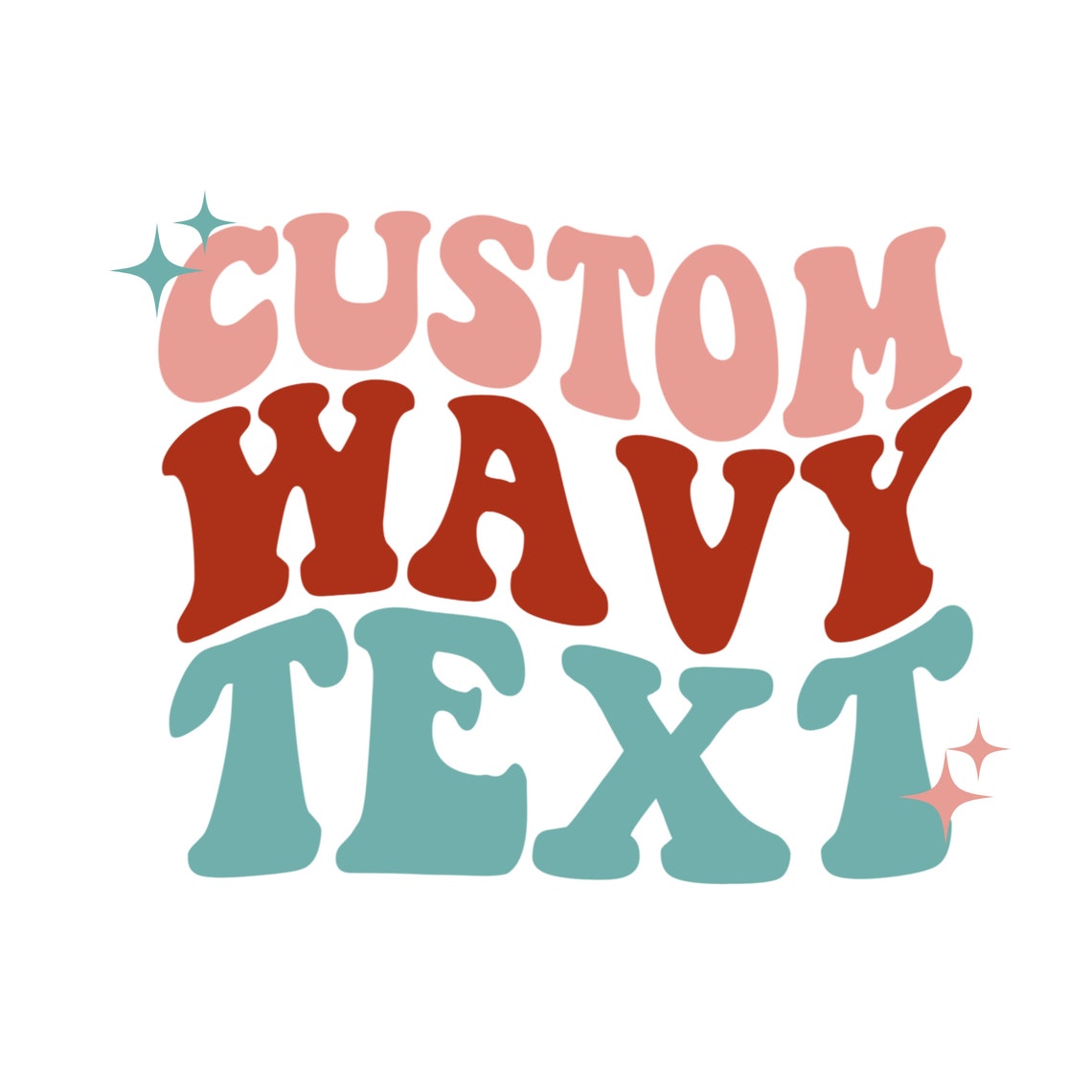 Custom Wavy Stacked Retro Text Font SVG PNG Digital - Etsy Australia