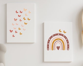 Butterfly Rainbow Nursery Wall Art Print Set (Digital Download)