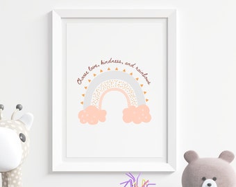 Rainbow Nursery Art Print | Choose Love, Kindness (Digital Download)