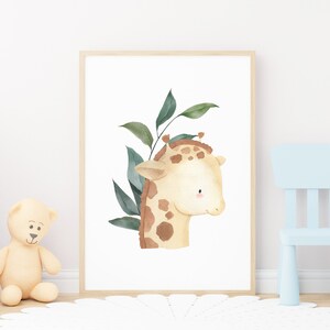 Watercolor Giraffe Wall Art. Safari Theme Nursery Wall Art. Children&#39;s Room Wall Art. Kid&#39;s Room Decor. Giraffe Wall Photo Digital Print PDF