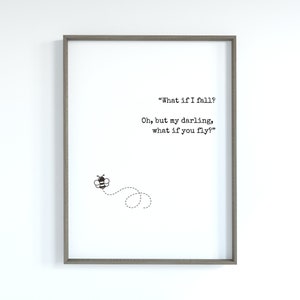 What if I fall? Oh, but my darling, what if you fly? Winnie the Pooh Wall Art. Pooh Bear Digital Print. Nursery and Children&#39;s room Wall Art