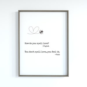 Wie zauberst du Liebe? Winnie the Pooh Classic Pooh Bär und Ferkel Digitale Wandkunst für Nursury oder Kinderzimmer PDF JPEG