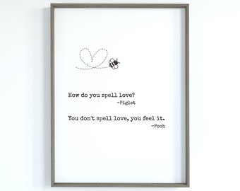Winnie the Pooh Love Quote Print, Nursery Wall Art (PDF, JPEG)