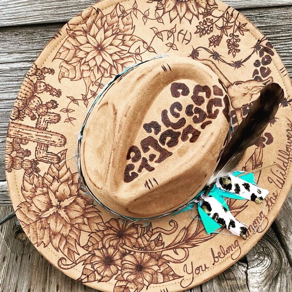 Burned Design in Hat Etsy