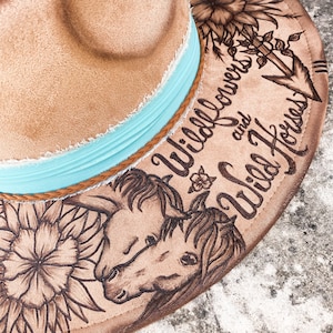 Wildflowers & Wild Horses | Hand Burned Western Style Hat