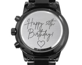 50e verjaardagscadeau voor hem, cadeaus voor 50e verjaardag, 50e verjaardag voor hem, 50e verjaardagscadeaus voor jongens, mannen, 50 jaar gegraveerd horloge