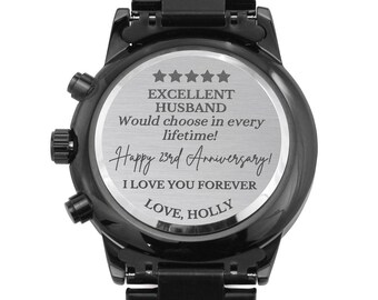 Unique 23rd Anniversary Gifts for Husband, 23rd Anniversary Gift for Him, 23rd Anniversary for Men, 23 Year Anniversary, Engraved Watch