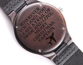 Pilot Christmas Gift for Him | Engraved Watch for Pilot | Aviation Gift for Men | Airplane Enthusiast Gift | Personalized Pilot Watch