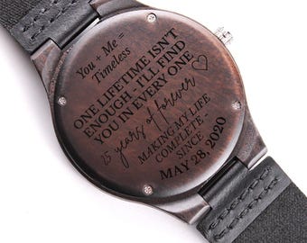 25th Anniversary Gift for Him, Personalized Engraved Watch, Custom Watch for Husband, Anniversary Gift Men, Keepsake for Him
