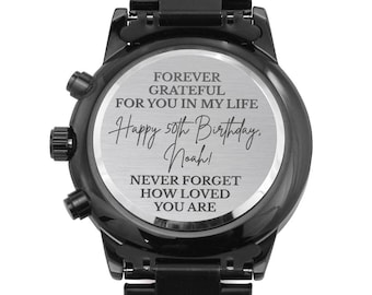 50th Birthday Gift for Him, Personalized Engraved Watch, Birthday Watch for Men, Unique 50th Gift, Custom Gift for Husband, Mens Watch
