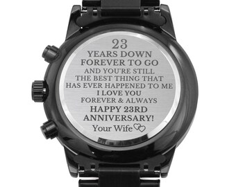 23rd Anniversary Gifts for Husband, 23rd Anniversary Gift for Him, 23rd Anniversary for Him, 23 Year Anniversary, Engraved Watch for Him