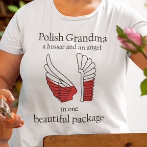 Polish grandma T-shirt | Hussar and angel | Koszulka dla babci | T-shirt for a Polish grandma | Husarz i aniol