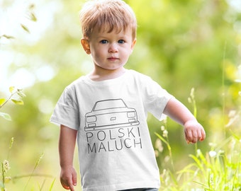 Polish Boys' Cotton T-shirt | Fiat 126p | Koszulka dla chlopca | T-shirt with a funny Polish car | Koszulka z samochodem | Polski Maluch