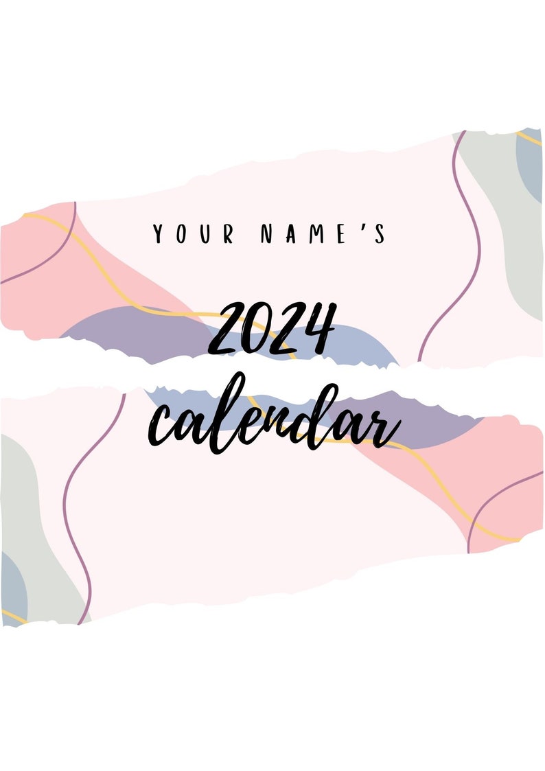 Printable Custom 2024 Calendar A Mixture of Pink and Purple Etsy