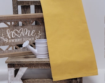 Torchon jaune moutarde fait main avec étiquette crochet
