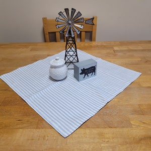 Handmade Duck Cloth Demin Blue and White Ticking Striped Table Scarf Throw Runner Square