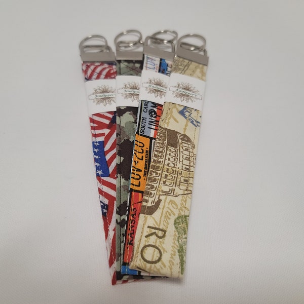 The America Collection Fabric Wristlet Keychain 7 Inch Americana Flag Travel Camo License Driving