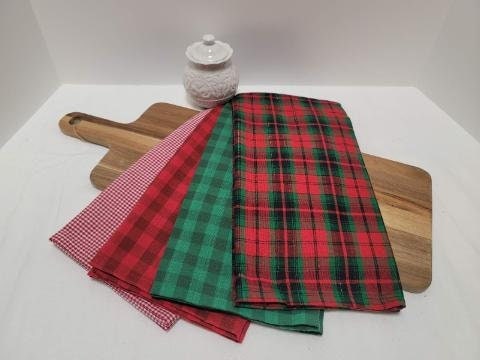 All Cotton and Linen Kitchen Towels, Cotton Dish Towels - Farmhouse Hand Towels, Buffalo Plaid Dish Towels Set of 6 16 inchx27 inch (Gray/White), Size