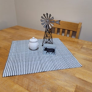 Handmade Duck Cloth Black White Ticking Striped Table Scarf Throw Runner Square