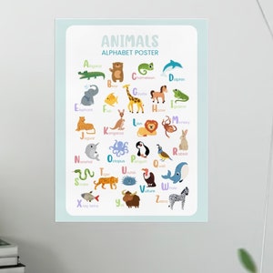 Afiche imprimible del alfabeto de animales