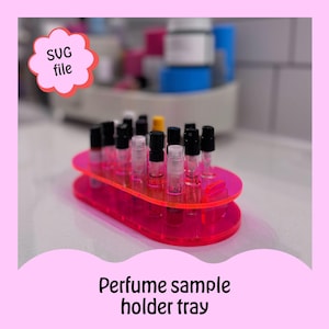 SVG-bestand – houder parfummonster – bevat 18 monsters, lasergesneden organizer, 3 mm acryl, klaar voor Glowforge