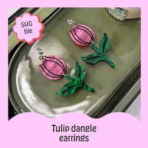 SVG file – tulip dangle earrings – laser cut jewelry design